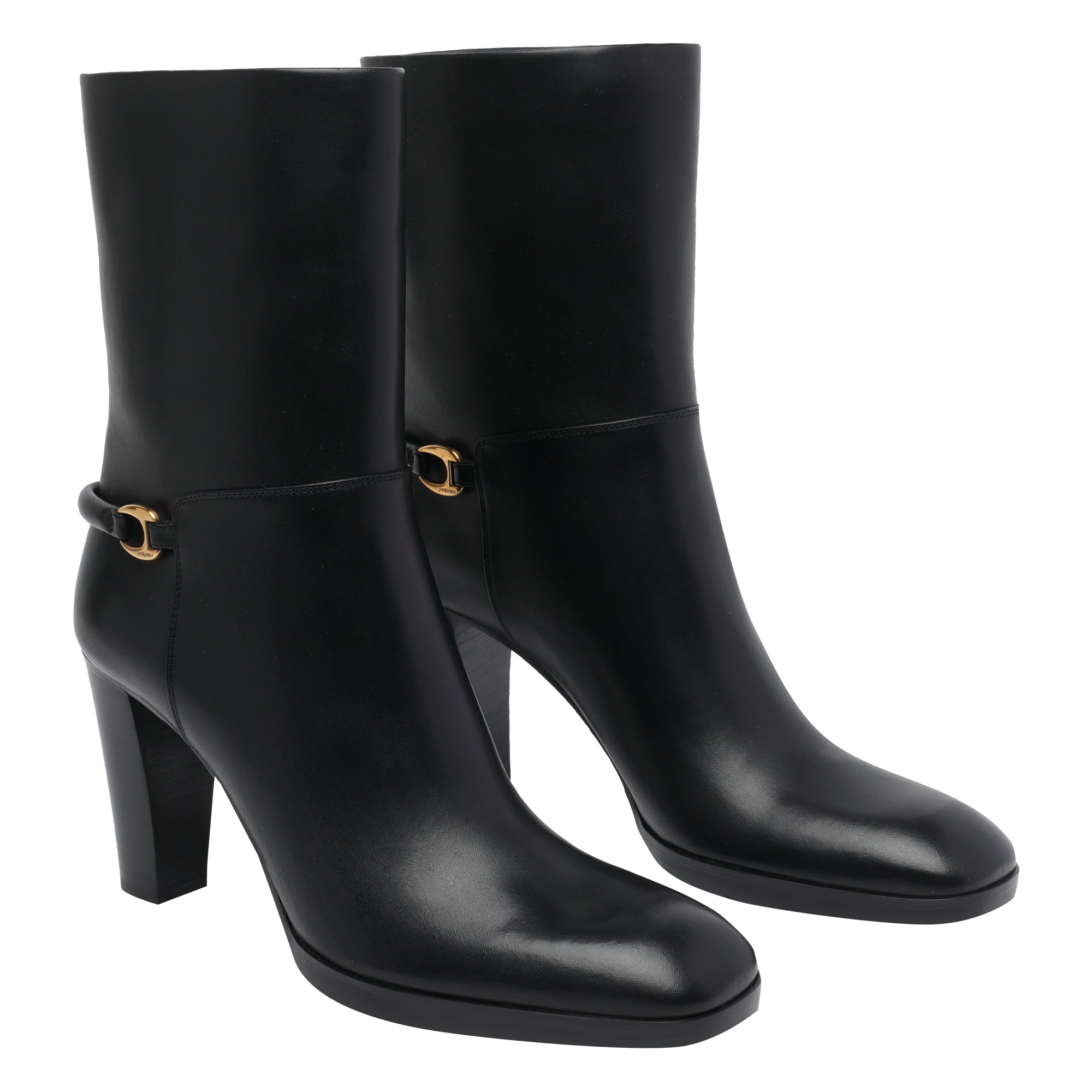 Saint Laurent Boots Black Calf Leather/leather Sole