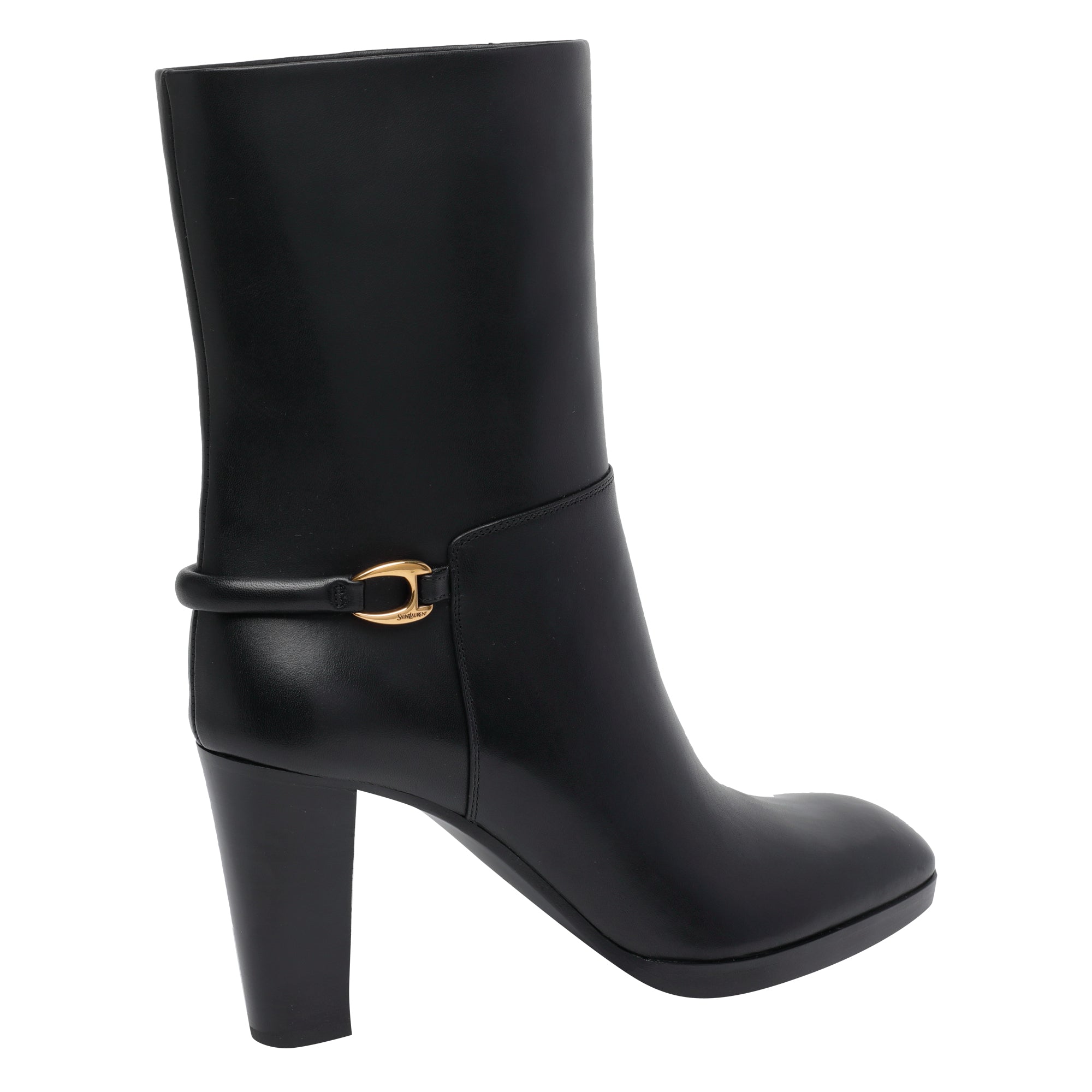 Saint Laurent Boots Black Calf Leather/leather Sole