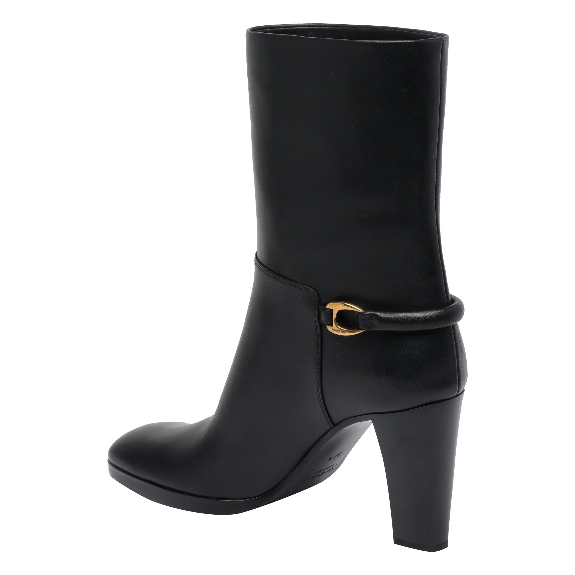 Saint Laurent Boots Black Calf Leather/leather Sole