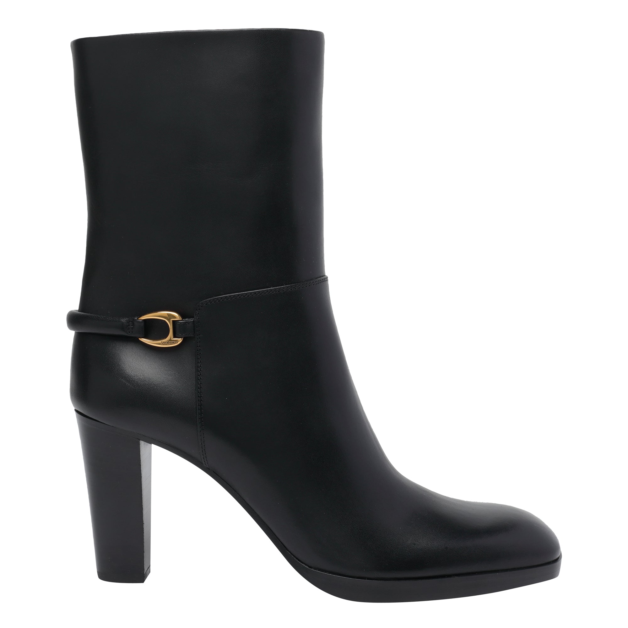 Saint Laurent Boots Black Calf Leather/leather Sole