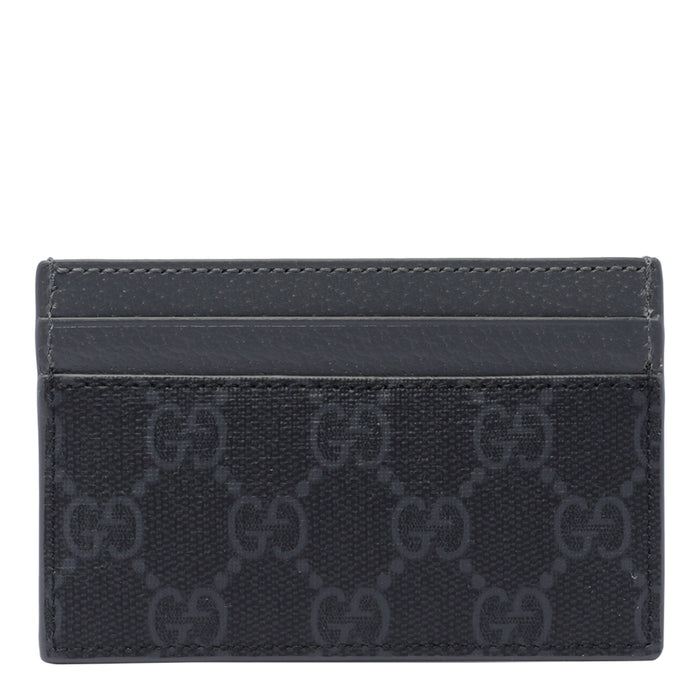 Gucci Wallets Black Calf Leather Tessuto Gg