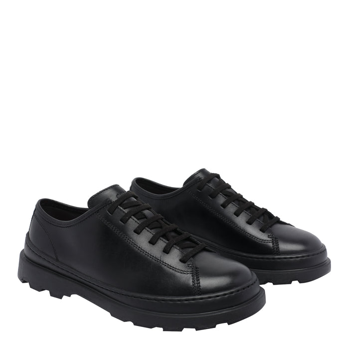 Camper Flat Shoes Black Calf Leather/rubber Sole