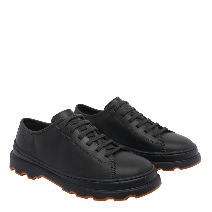 Camper Flat Shoes Grey Calf Leather/rubber Sole