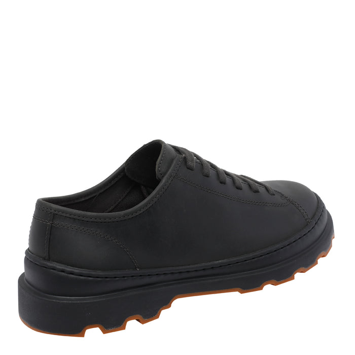 Camper Flat Shoes Grey Calf Leather/rubber Sole