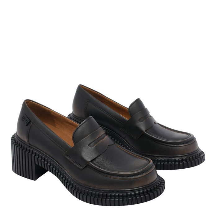 Camper Flat Shoes Brown Calf Leather/rubber Sole
