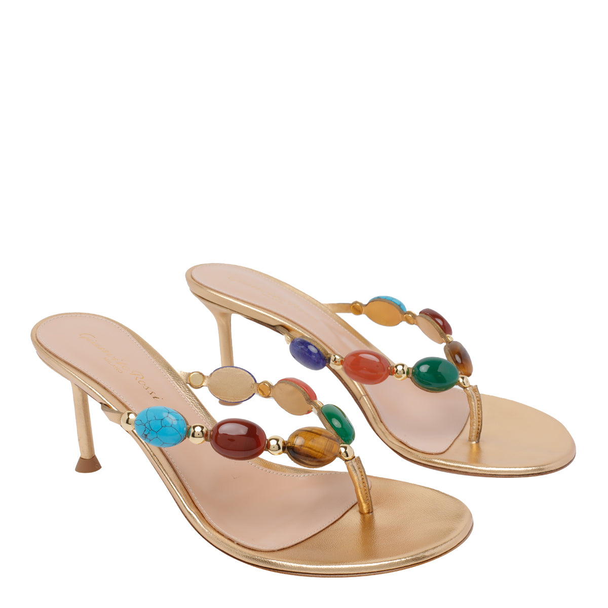 Gianvito Rossi With Heel Golden Calf Leather/leather Sole