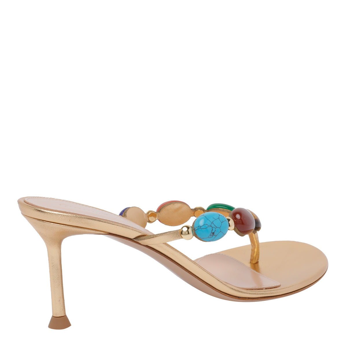 Gianvito Rossi With Heel Golden Calf Leather/leather Sole