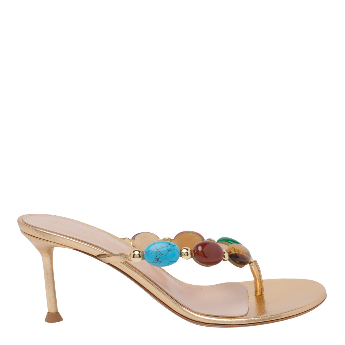 Gianvito Rossi With Heel Golden Calf Leather/leather Sole