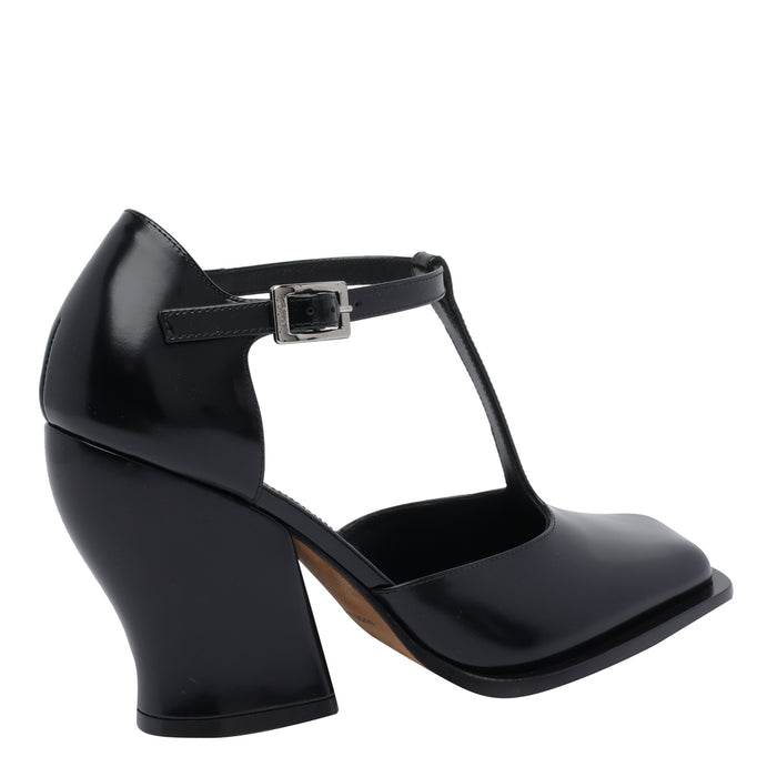 Loewe With Heel Black Calf Leather/rubber Sole