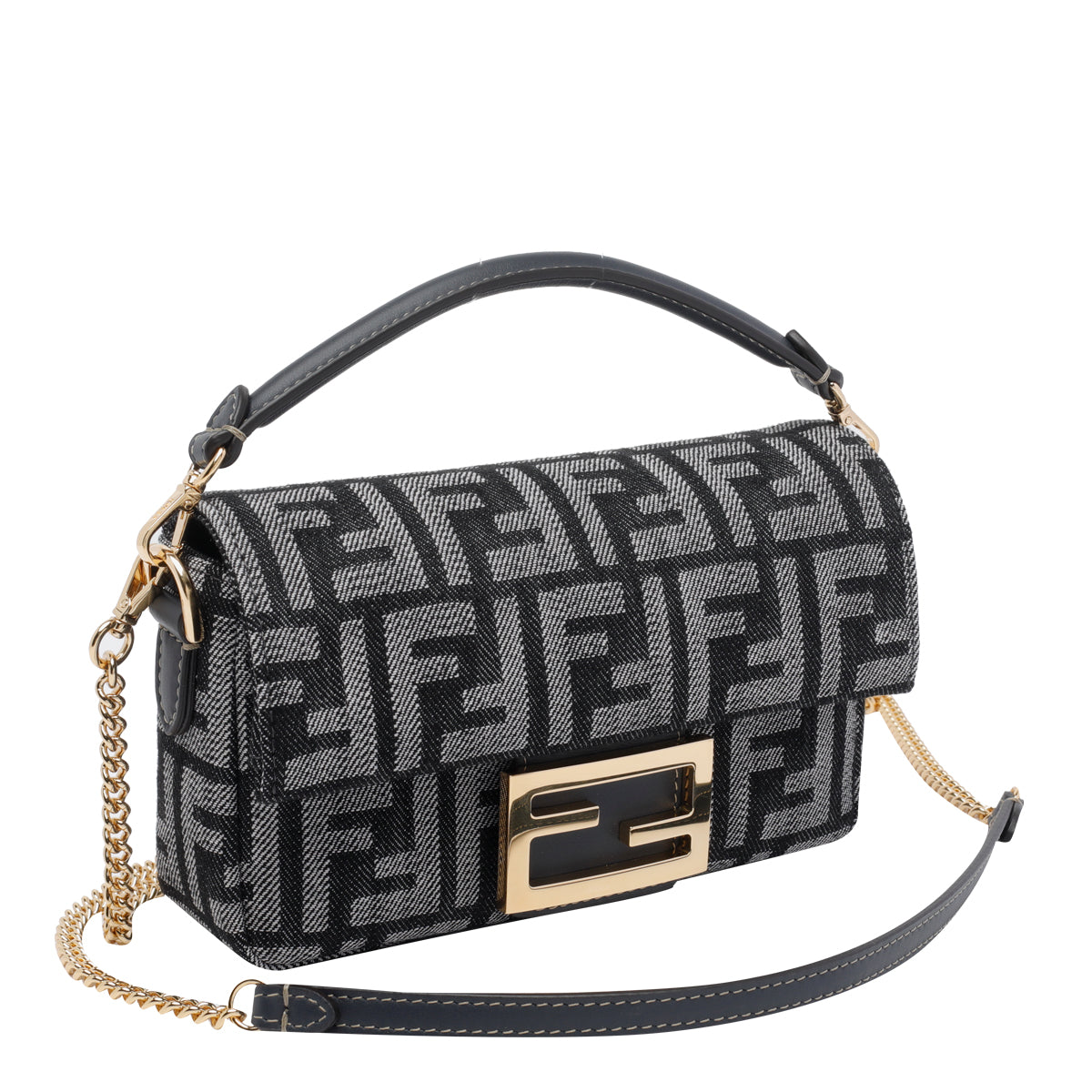 Fendi Bags Grey Fabric Leather Trim