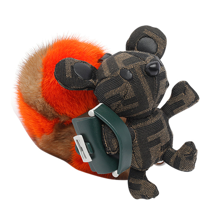 Fendi Keychains Brown Fabric Real Fur