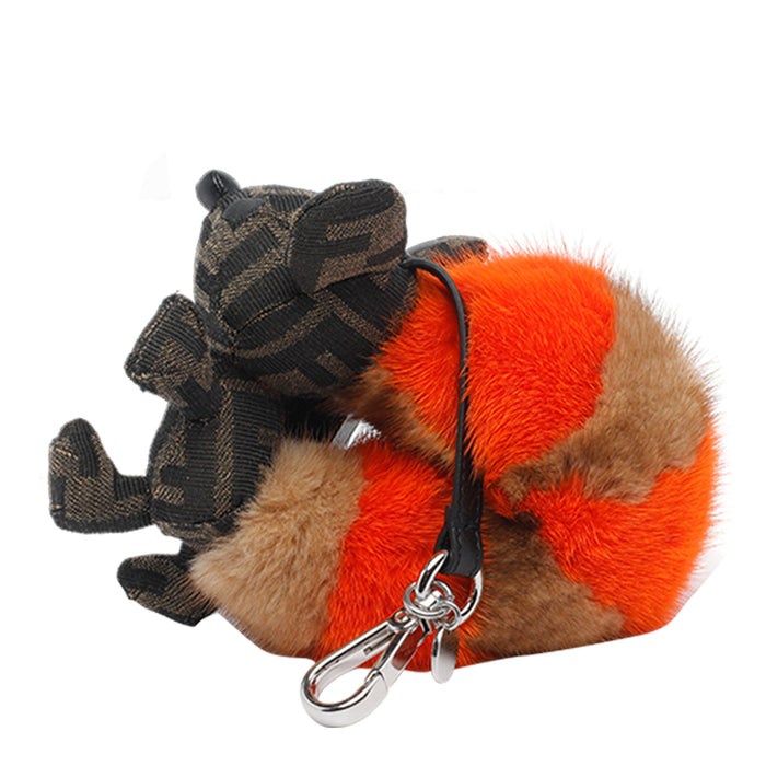 Fendi Keychains Brown Fabric Real Fur