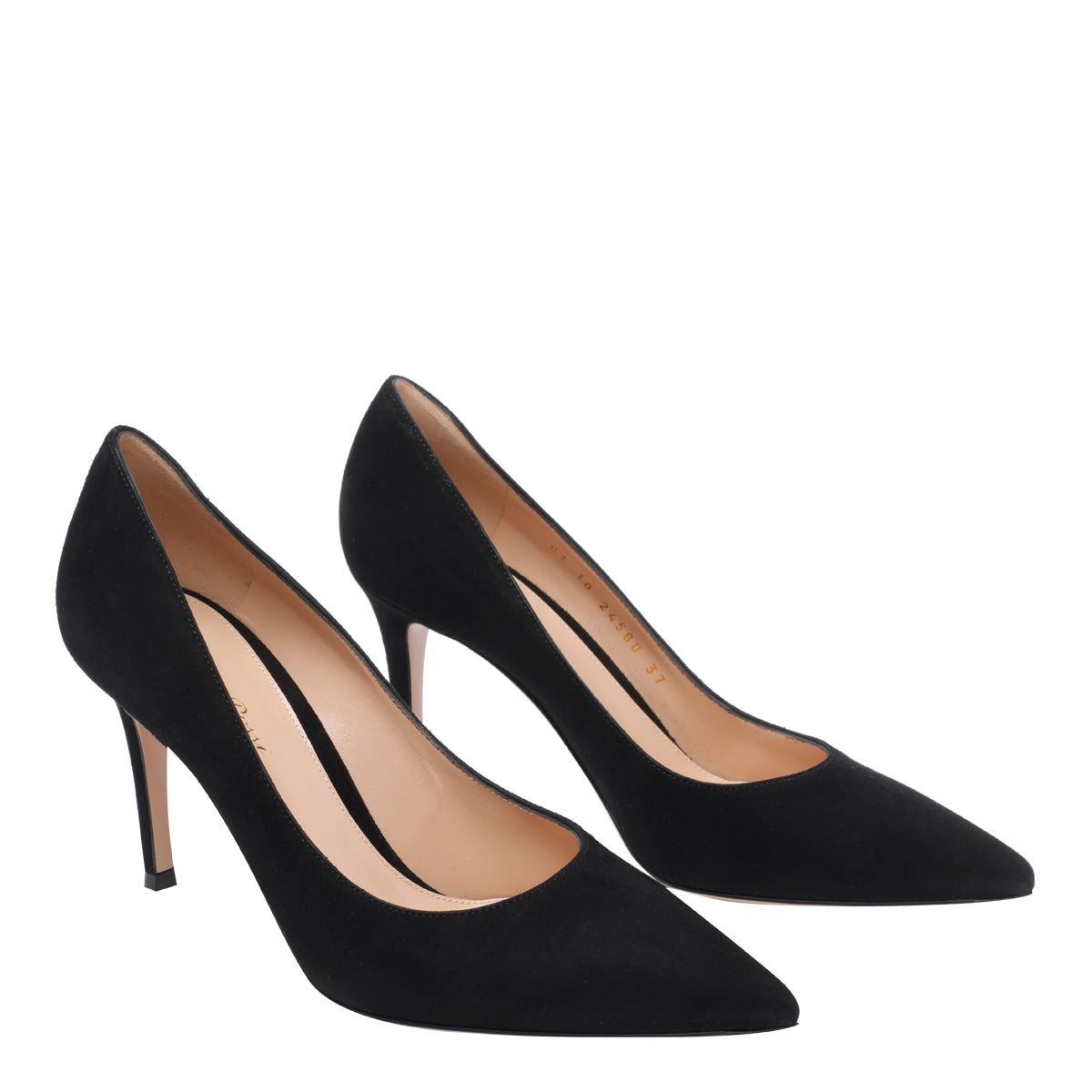 Gianvito Rossi With Heel Black Calf Leather/leather Sole