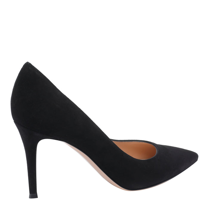 Gianvito Rossi With Heel Black Calf Leather/leather Sole