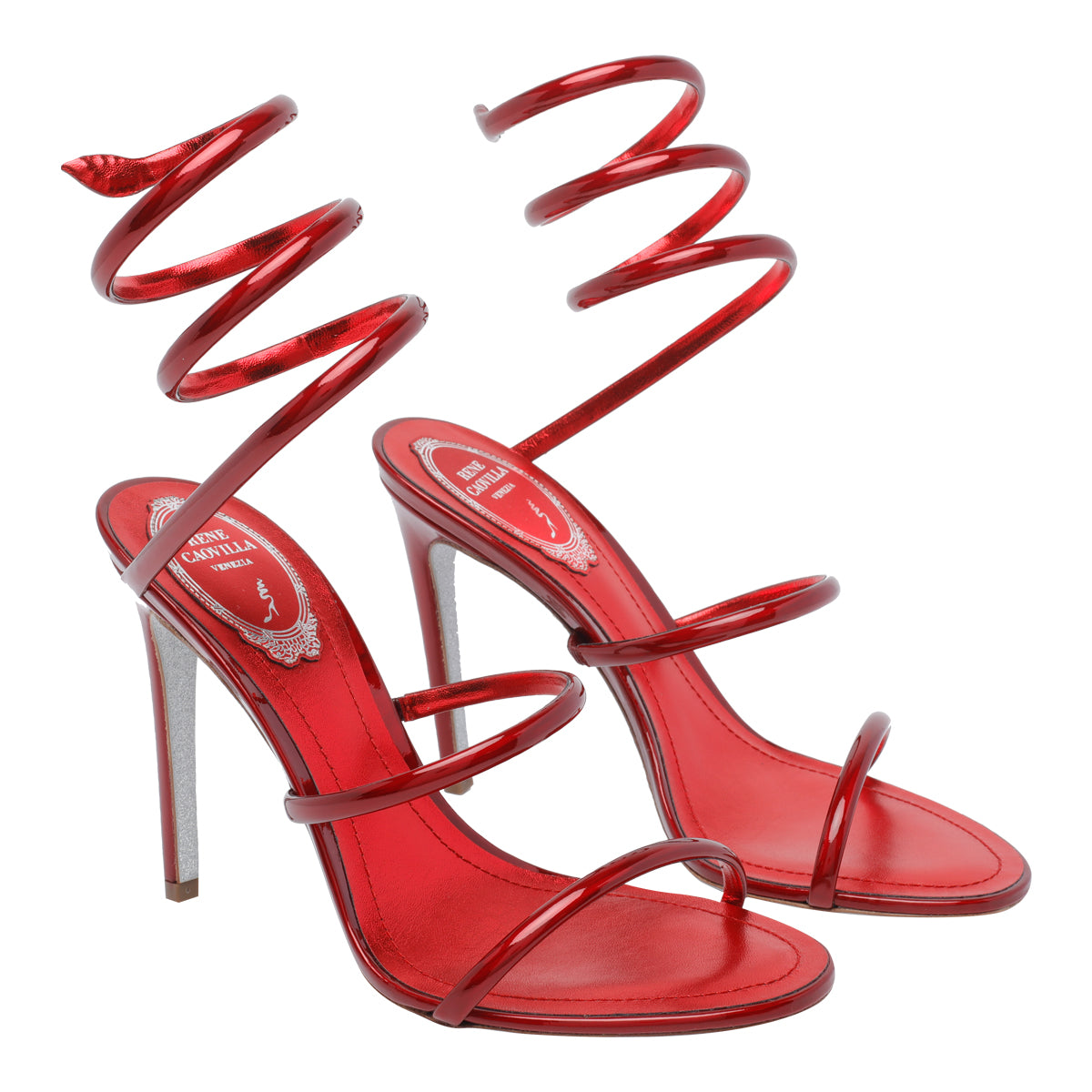René Caovilla Sandals Red Calf Leather/leather Sole