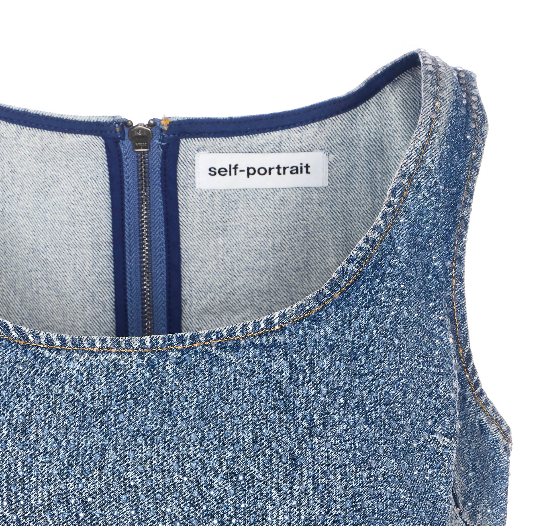 SELF PORTRAIT Top Blue Cotton