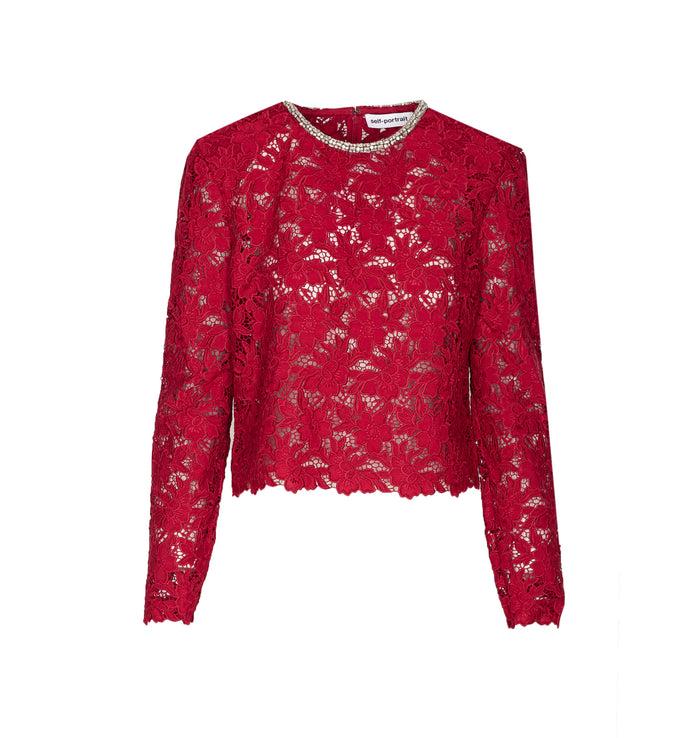 Self Portrait Top Red Polyester