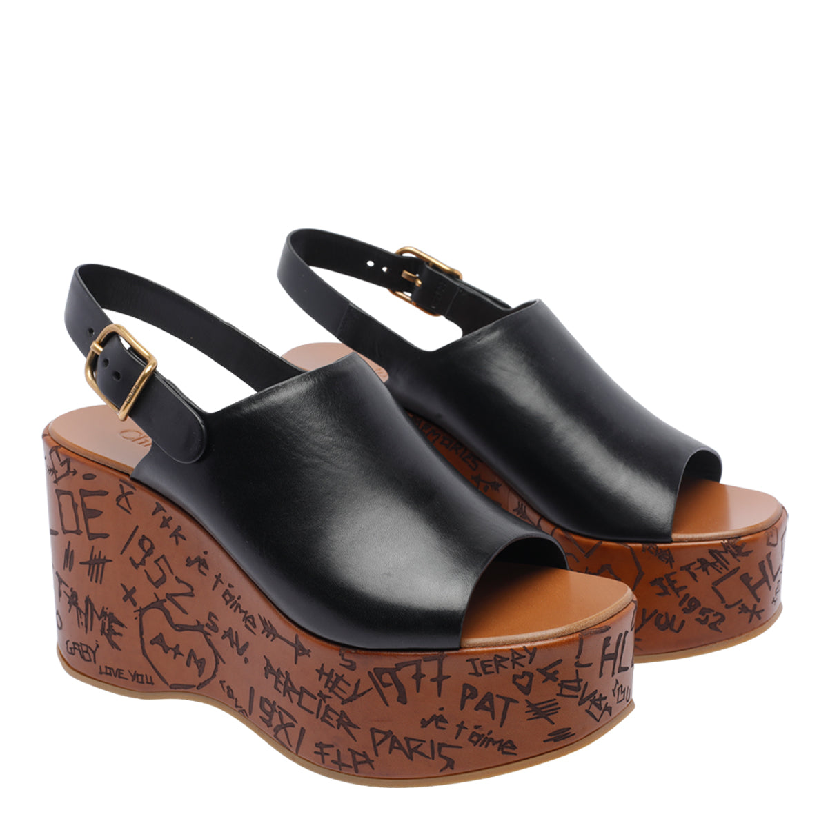 Chloè Sandals Black Calf Leather/rubber Sole
