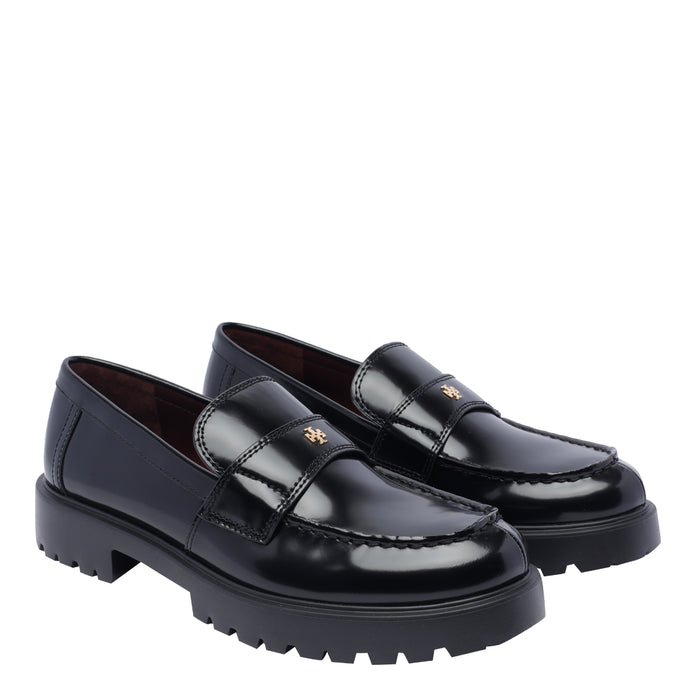 Tory Burch Flat Shoes Black Calf Leather/rubber Sole