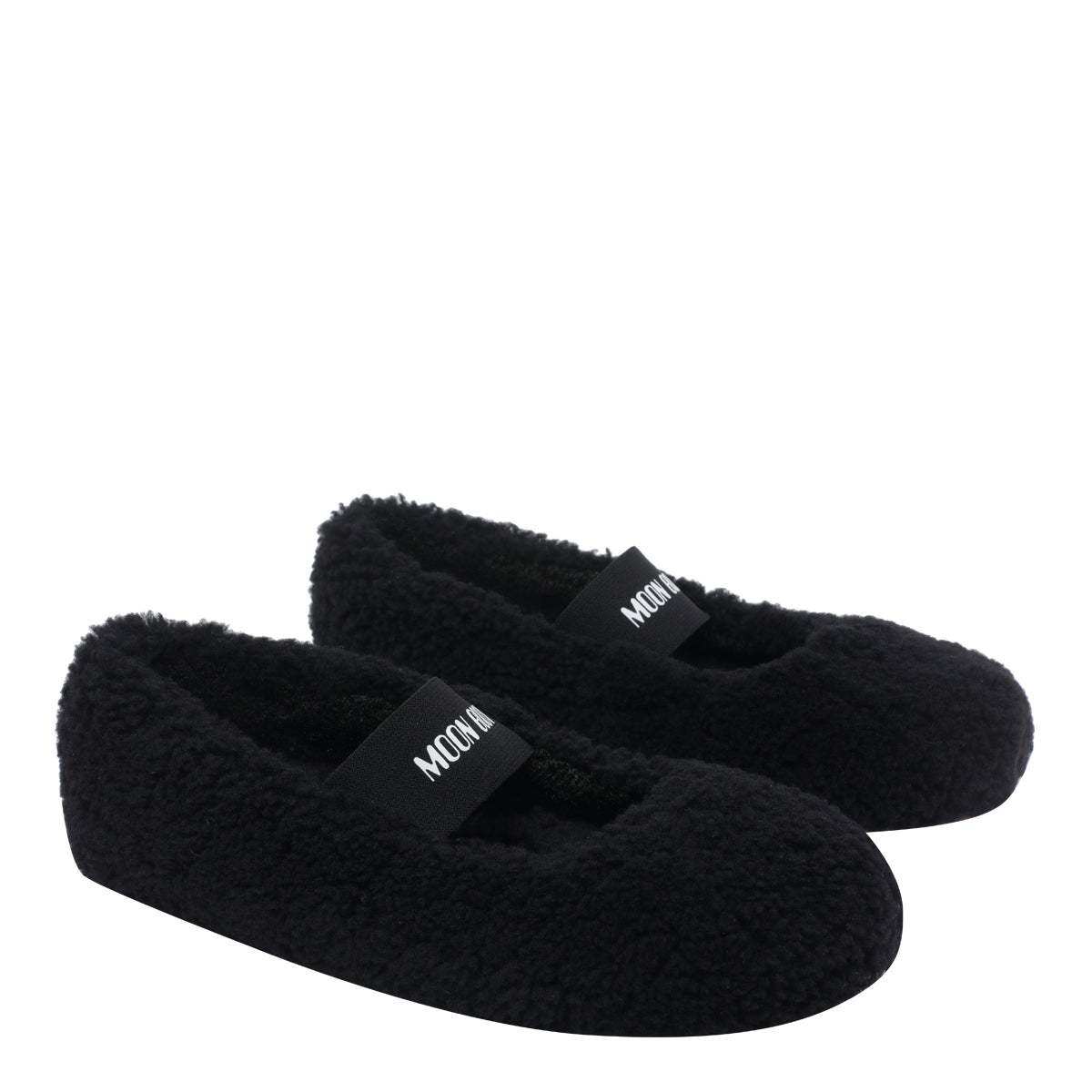 Moon Boot Flat shoes Black Shearling/rubber Sole