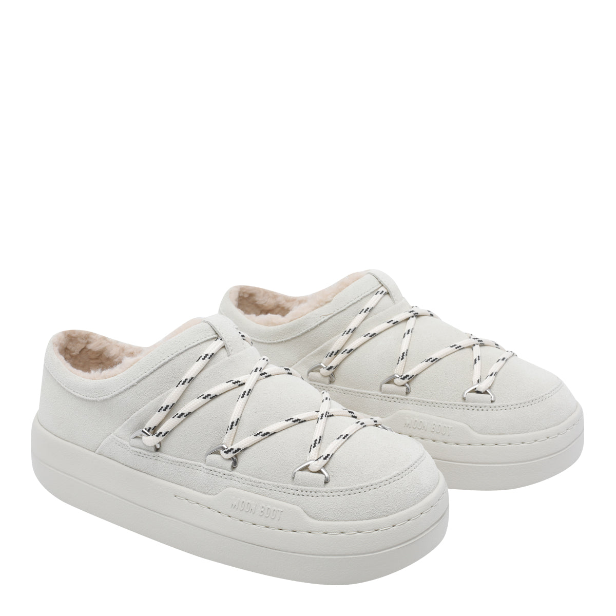 Moon Boot Sandals White Calf Leather/rubber Sole