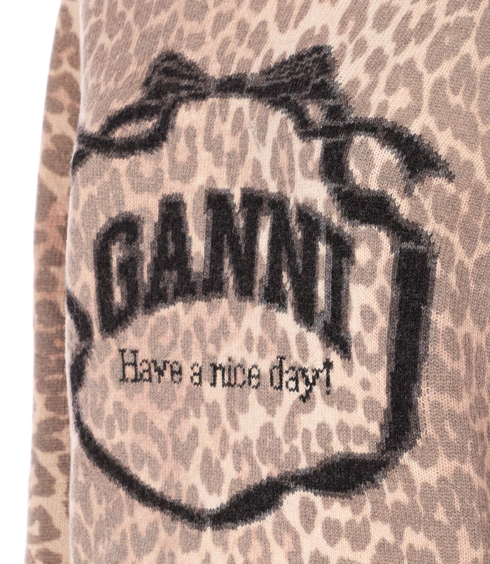Ganni Sweaters Brown Wool Recycled Polyamide