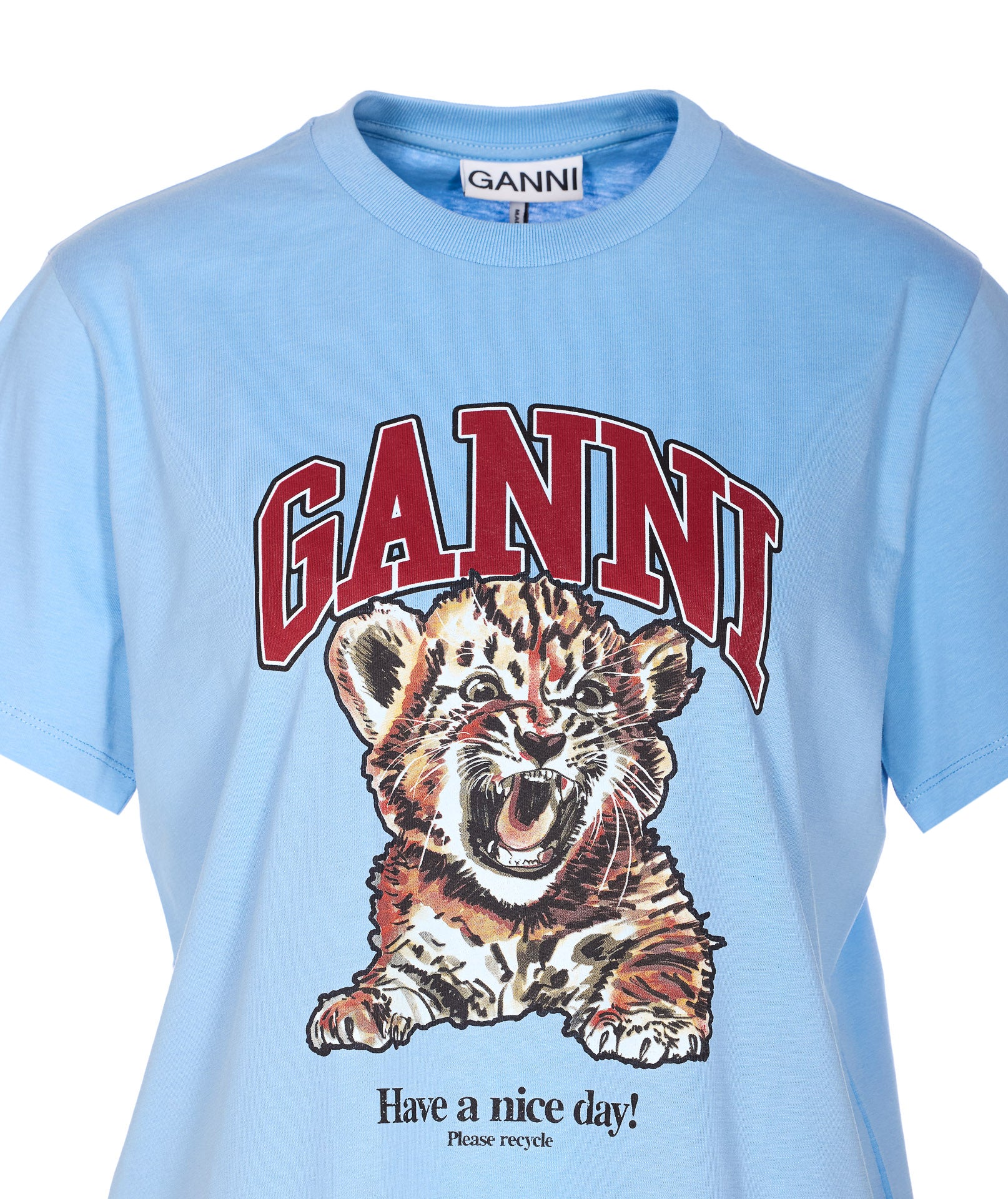 GANNI T-shirts and Polos Blue Organic Cotton