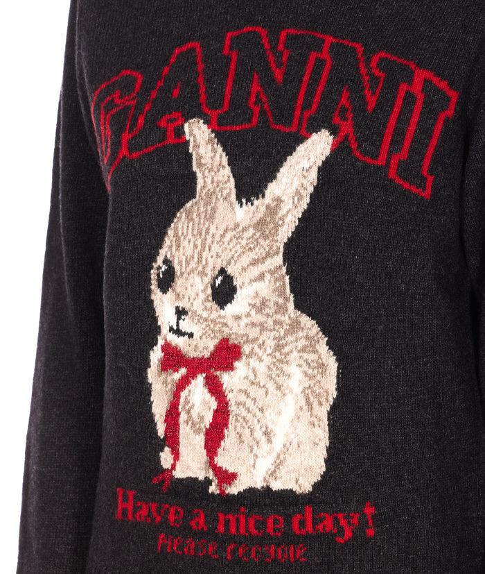 Ganni Sweaters Black Wool Recycled Polyamide