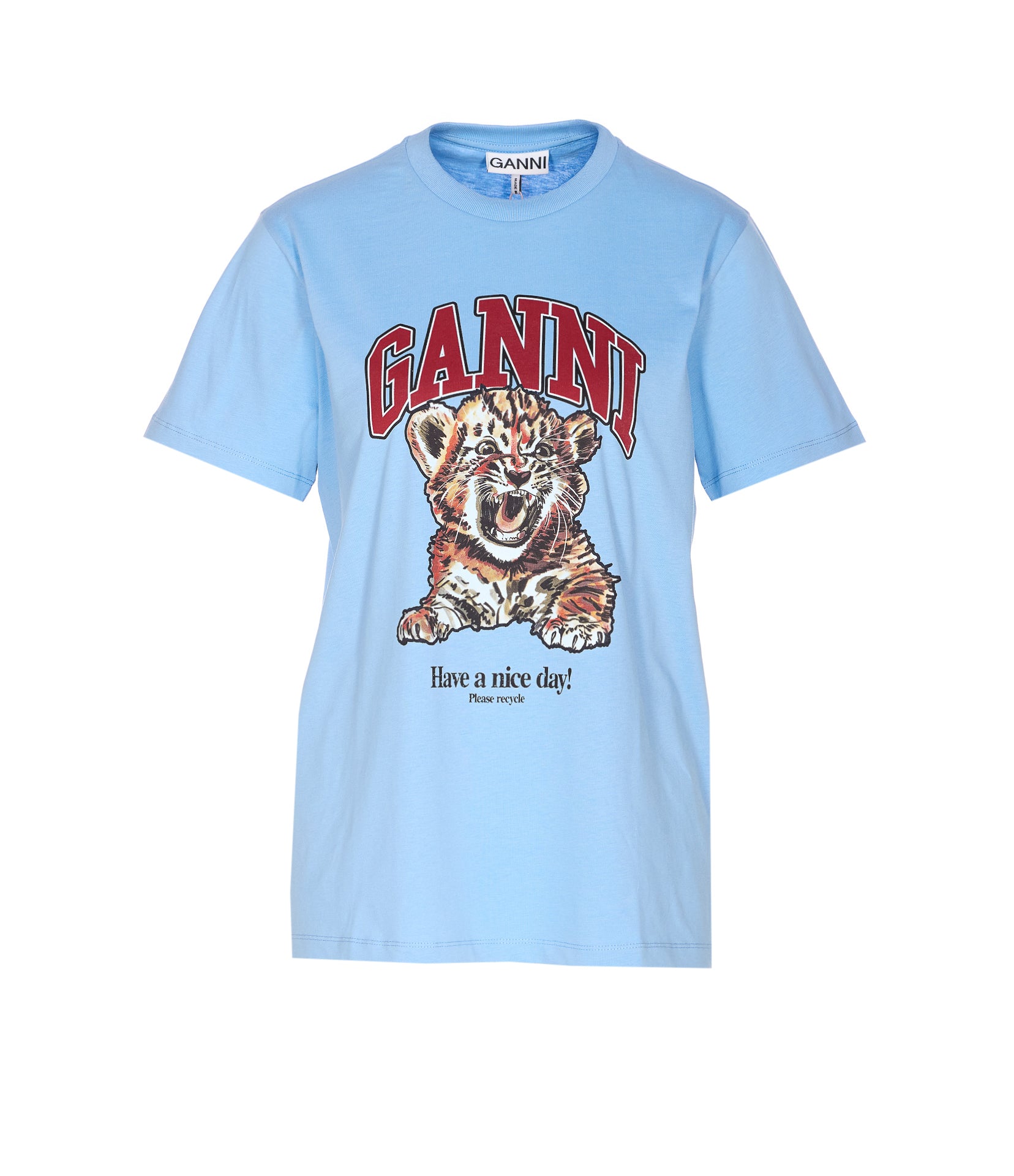 GANNI T-shirts and Polos Blue Organic Cotton