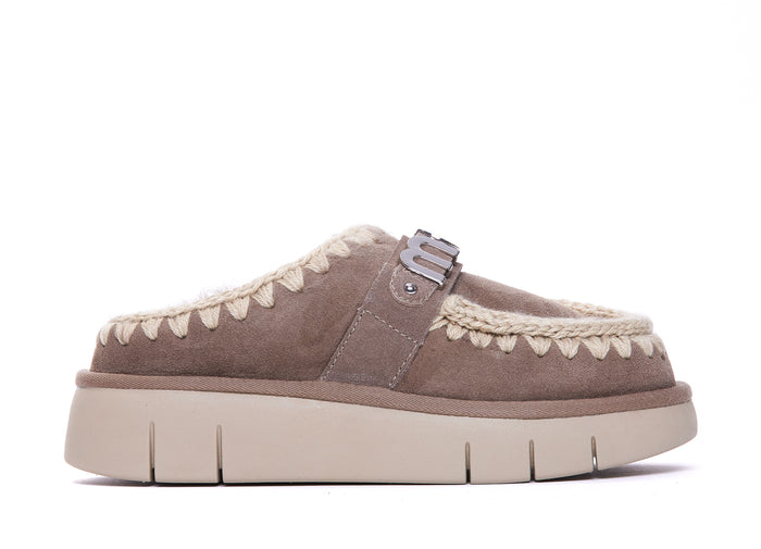 Mou Sandals Beige Suede Leather/rubber Sole