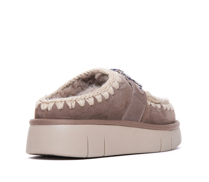 Mou Sandals Beige Suede Leather/rubber Sole