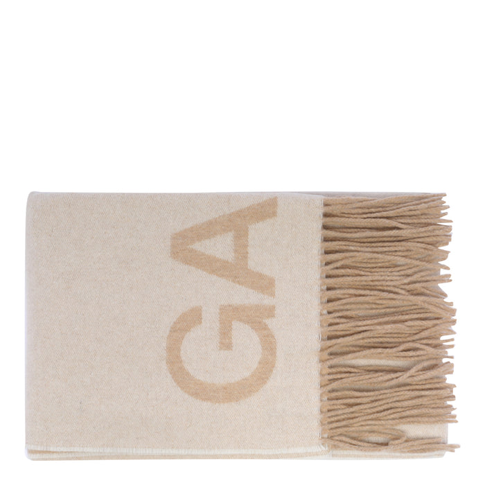 Ganni Scarfs Beige Wool Recycled