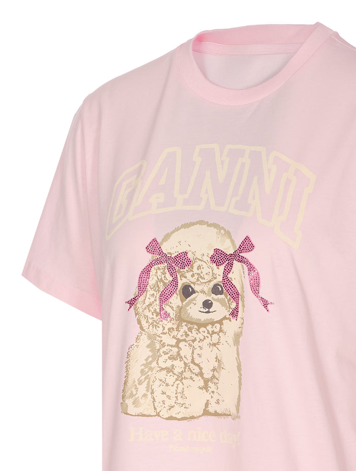 Ganni T-Shirts And Polos Pink Organic Cotton