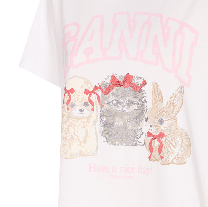 Ganni T-Shirts And Polos White Organic Cotton