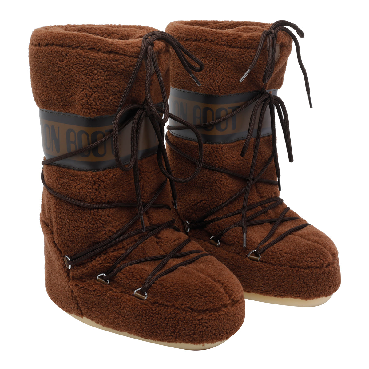 Moon Boot Brown Faux Fur/rubber Sole