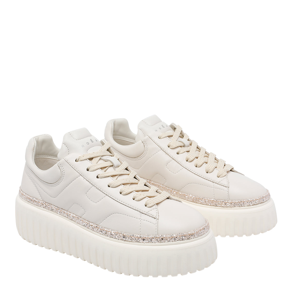Hogan Sneakers Beige Calf Leather/rubber Sole