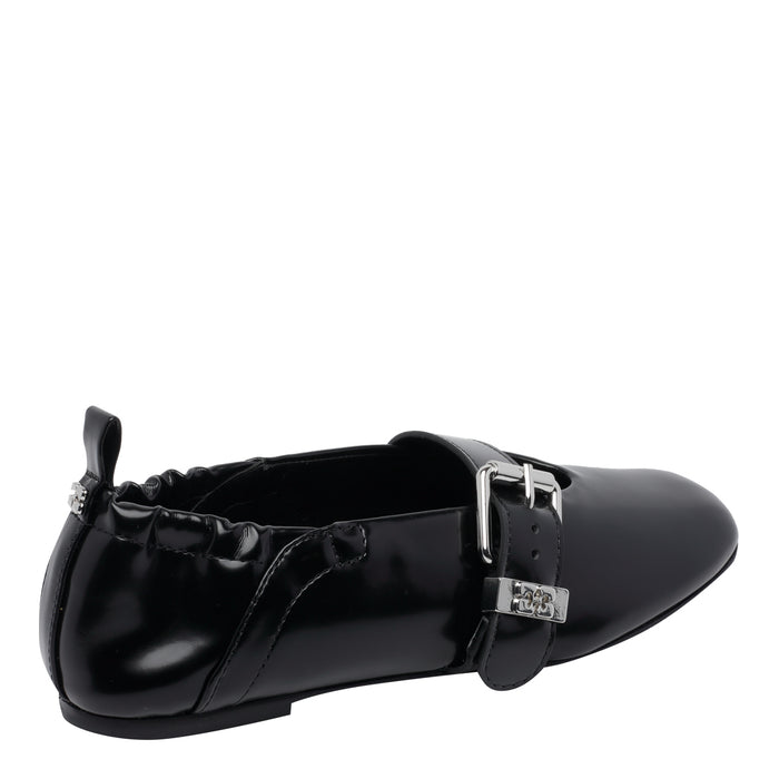 Ganni Flat Shoes Black Synthetic/rubber Sole