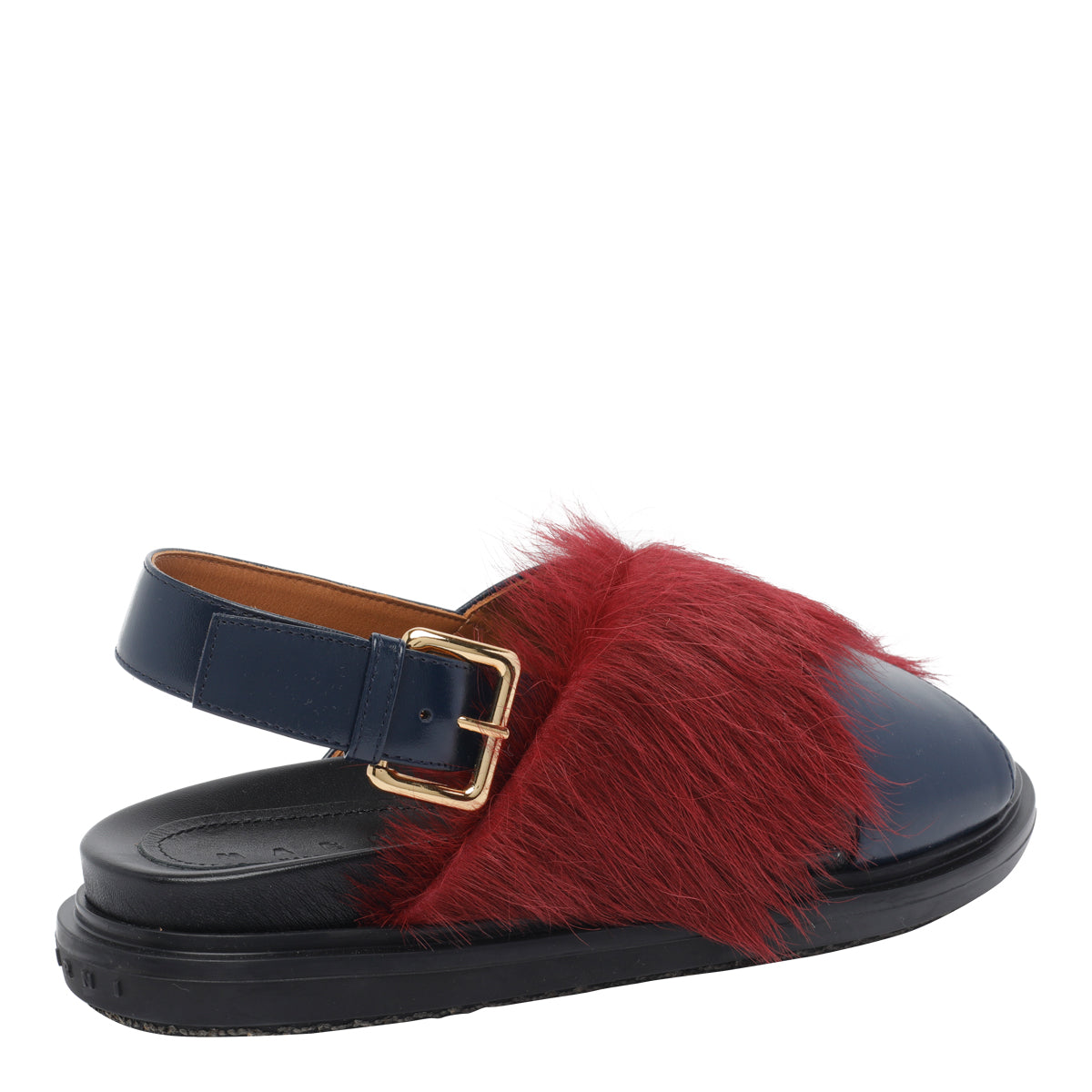 Marni Sandals Bordeaux Leather/ Rubber Sole