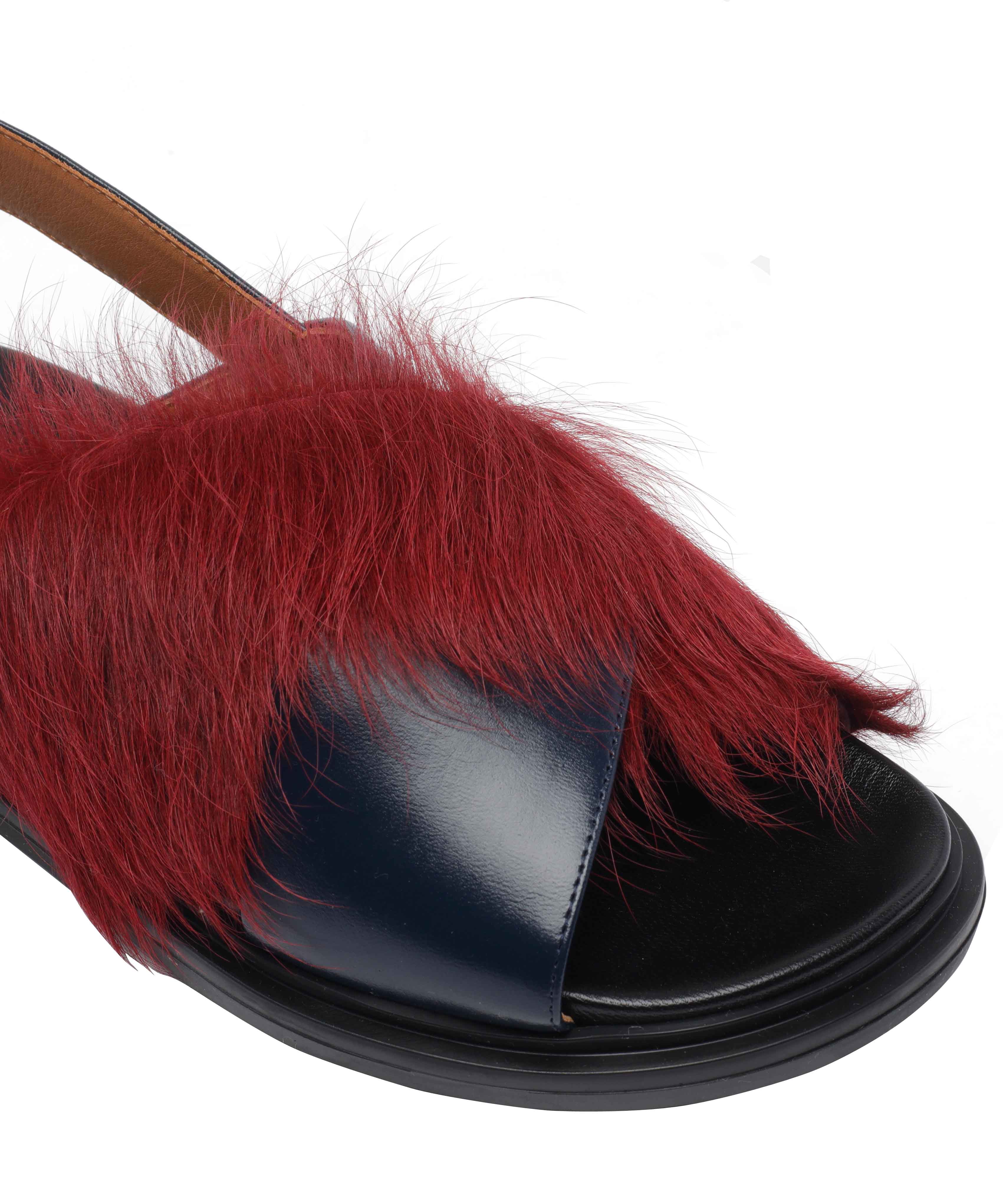 Marni Sandals Bordeaux Leather/ Rubber Sole
