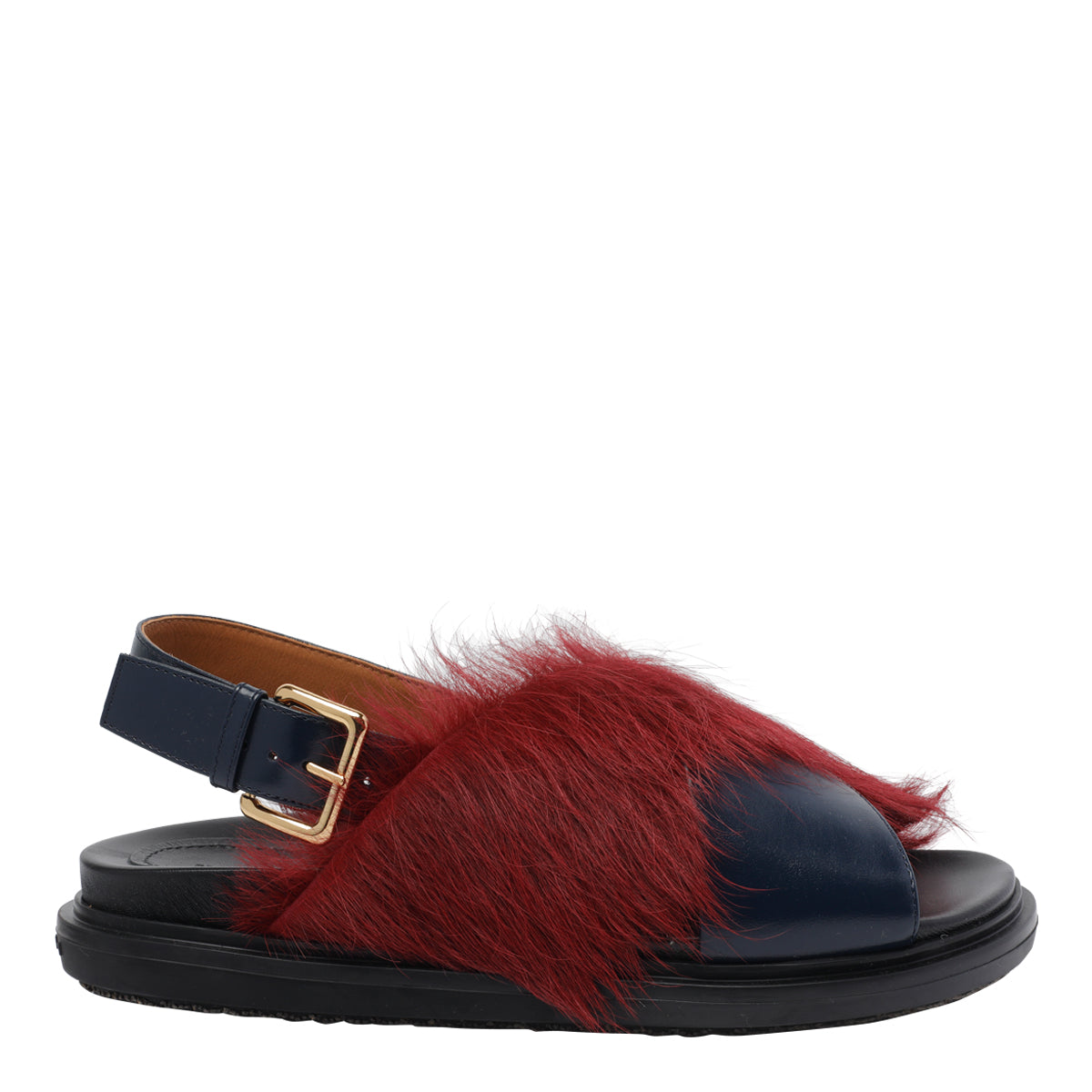 Marni Sandals Bordeaux Leather/ Rubber Sole