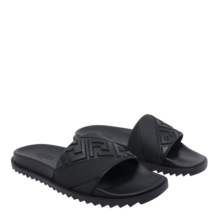 Fendi Sandals Black Rubber/rubber Sole