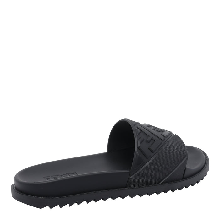 Fendi Sandals Black Rubber/rubber Sole