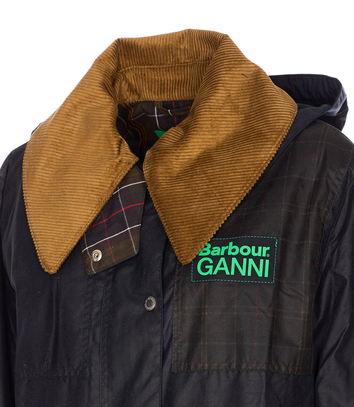 Barbour X Ganni Coats Blue Waxed Cotton