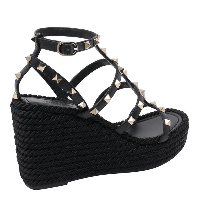Valentino Garavani Sandals Black Calf Leather/rubber Sole
