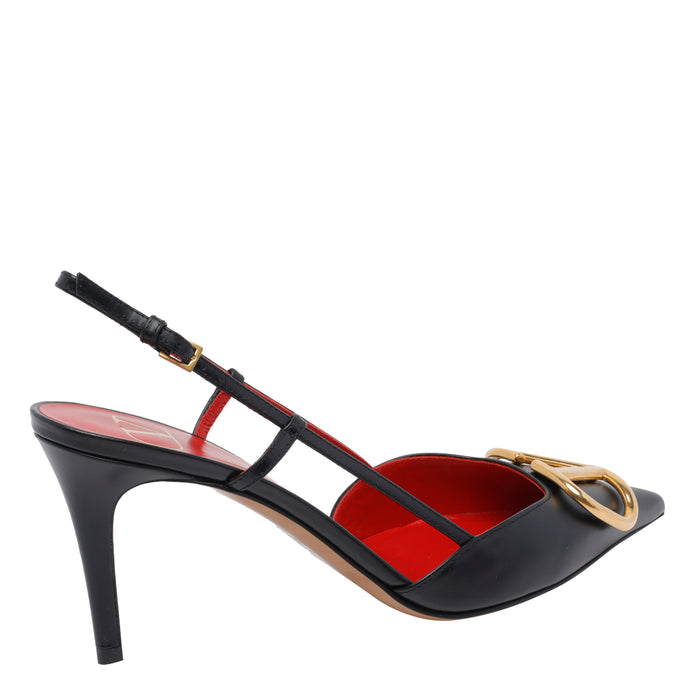 Valentino Garavani With Heel Black Calf Leather/leather Sole