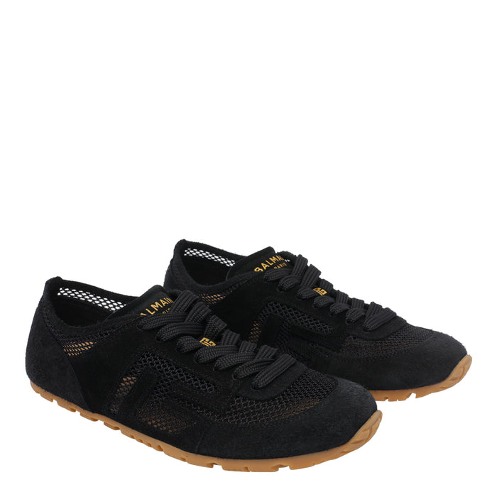 Balmain Sneakers Black Suede Fabric/rubber Sole