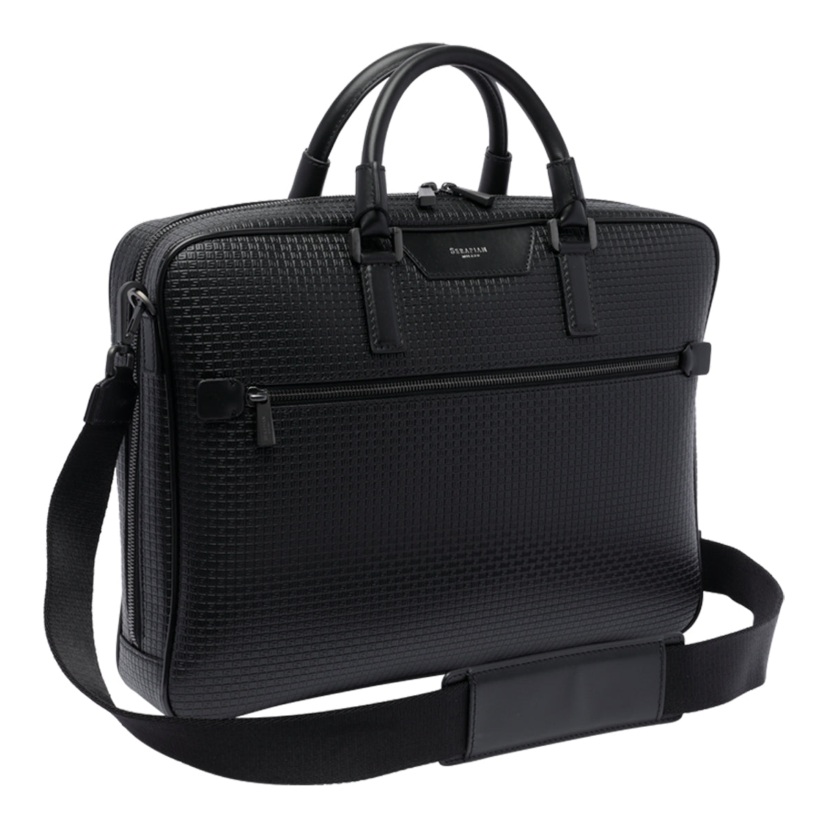 Serapian Suitcases Black Canvas Resinato