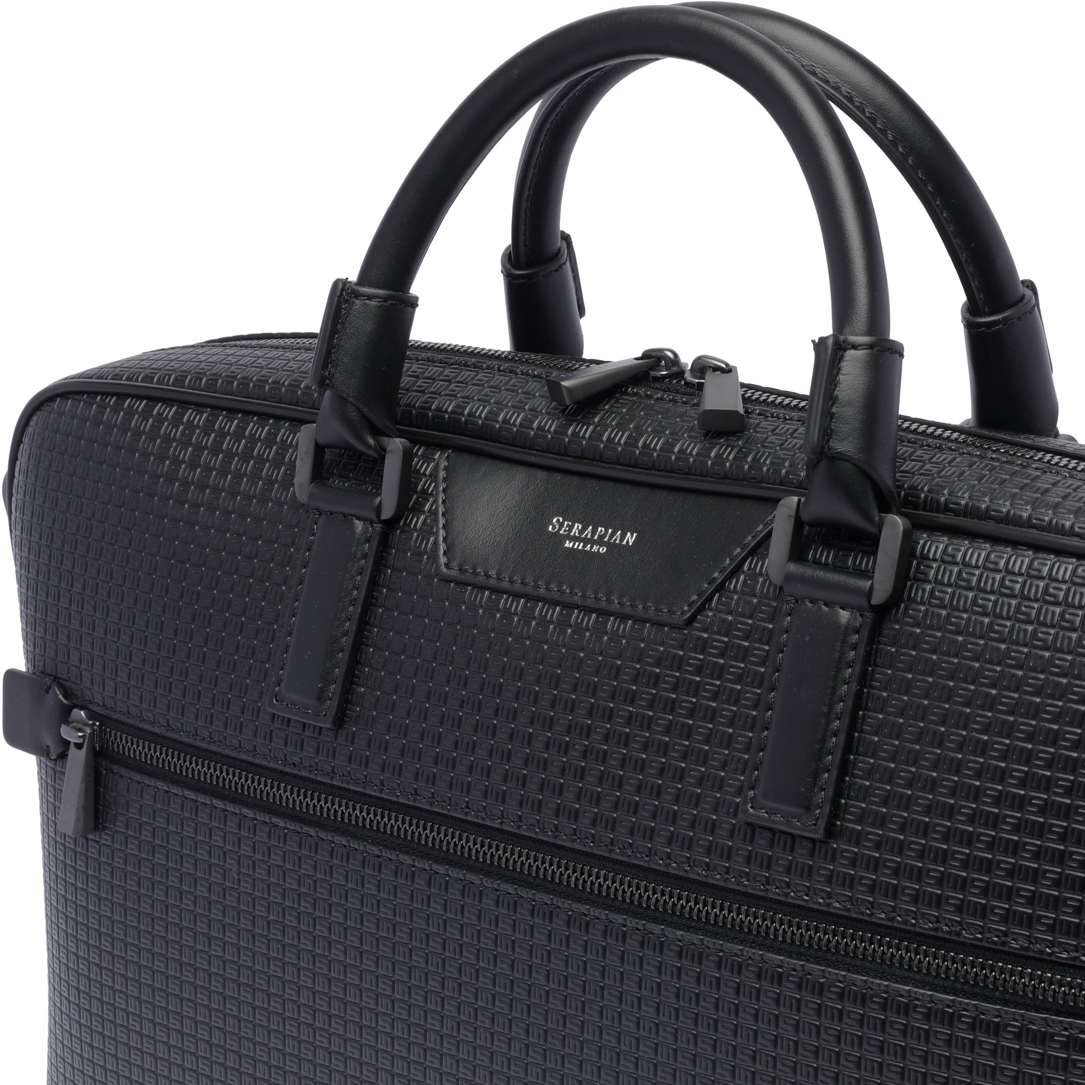 Serapian Suitcases Black Canvas Resinato