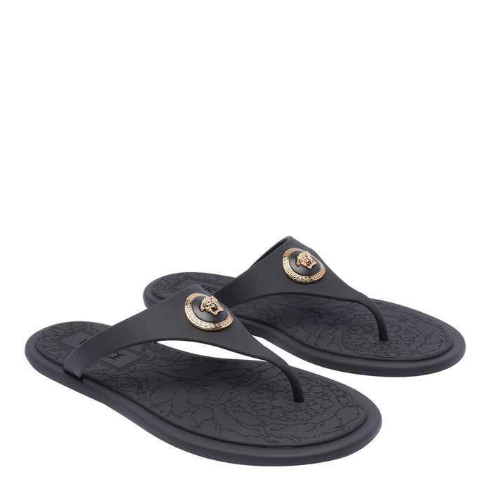 Versace Sandals Black Rubber/rubber Sole