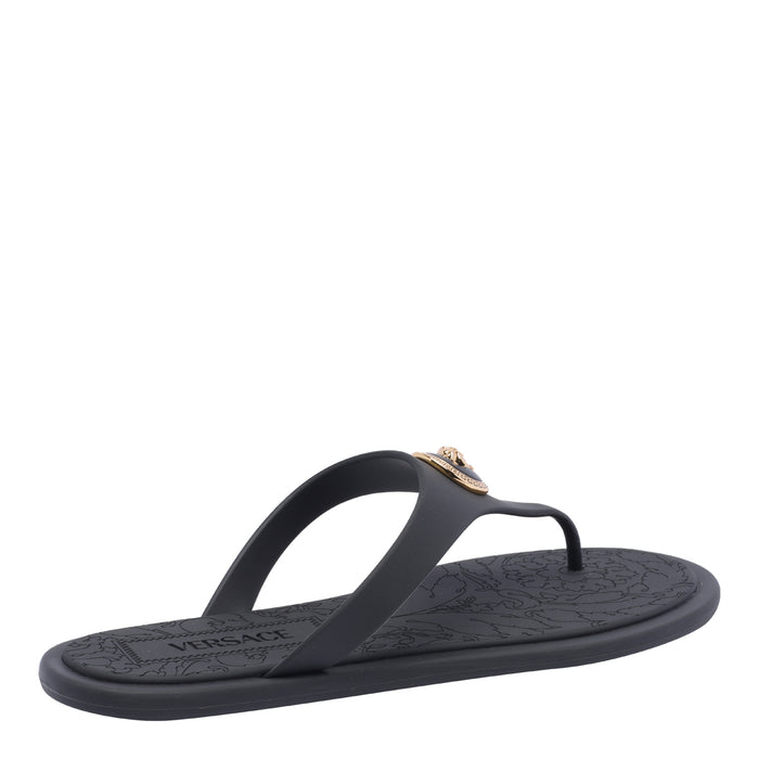 Versace Sandals Black Rubber/rubber Sole